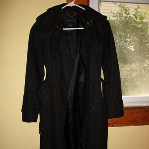 Banana Republic Long Trench Coat Black XS Petite
